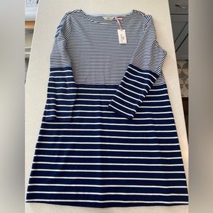 Vineyard Vines Navy Striped long-sleeve cotton dress